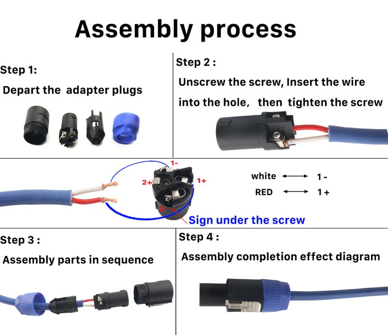 Devinal SpeakOn Speaker Male Adapter 4 Pole Plug Twist Lock Connectors Compatible with Neutrik Speakon NA4LJ, NA4LJX, NL4MP, NL4MPR, NL4FC, NL4FX, NL4 & NL2 Series, NL2FC 4 Pack - Image 3